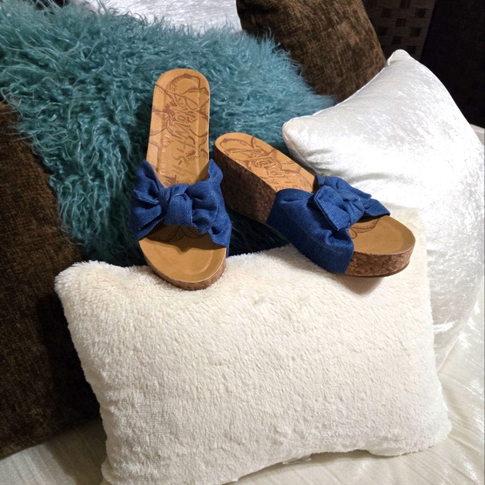 Blue Wedge Sandals By Blowfish Malibu Size 7 1/2 NWOT. Never Worn!!